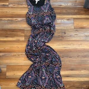 ZigZagStrip Colorful Geometric Patterned Women's Racerback Maxi Dress